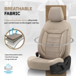 Комплект Луксозна Тапицерия OTOM текстил с еко кожа COMFORT LINE Design – Бежова с бежов шев, за Предни и Задни Седалки