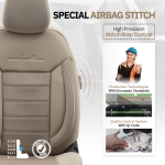 Комплект Луксозна Тапицерия OTOM текстил с еко кожа COMFORT LINE Design – Бежова с бежов шев, за Предни и Задни Седалки