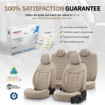 Комплект Луксозна Тапицерия OTOM текстил с еко кожа COMFORT LINE Design – Бежова с бежов шев, за Предни и Задни Седалки
