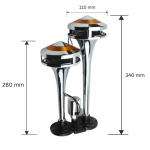 Двойна Тромба клаксон с жълта LED светлина, 300 dB – 12V / 24V