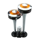 Двойна Тромба клаксон с жълта LED светлина, 300 dB – 12V / 24V