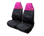 Комплект 2 бр. Универсални водоустойчиви найлонови протектори за автомобилни седалки - черно-розово