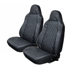 Комплект 2 бр. Универсална тапицерия за предни седалки от еко кожа със слят подглавник - черна