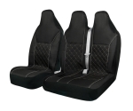 Комплект 2+1 Универсална тапицерия за предни седалки на бус със слят подглавник - черна