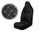 Комплект 2+1 Универсална тапицерия за предни седалки на бус със слят подглавник - черна
