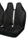 Комплект 2+1 Универсална тапицерия за предни седалки на бус със слят подглавник - черна