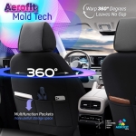 Комплект Луксозна Тапицерия OTOM текстил с еко кожа CORE Design – Черна със сив шев, за Предни и Задни Седалки