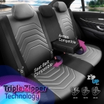 Комплект Луксозна Тапицерия OTOM текстил с еко кожа CORE Design – Черна със сив шев, за Предни и Задни Седалки