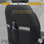 Комплект Луксозна Тапицерия OTOM текстил с еко кожа INDIVIDUAL Design – Черна с червен шев, за Предни и Задни Седалки