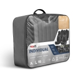 Комплект Луксозна Тапицерия OTOM текстил с еко кожа INDIVIDUAL Design – Черна с червен шев, за Предни и Задни Седалки