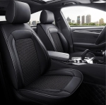 Комплект луксозна тапицерия кожа с текстил, Черна за предна и задна седалка Клас А