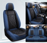 Комплект луксозна кожена тапицерия, Синьо и черно за предна и задна седалка Клас А