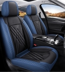 Комплект луксозна кожена тапицерия, Синьо и черно за предна и задна седалка Клас А