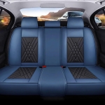 Комплект луксозна кожена тапицерия, Синьо и черно за предна и задна седалка Клас А