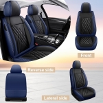 Комплект луксозна кожена тапицерия, Синьо и черно за предна и задна седалка Клас А