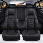 Комплект луксозна кожена тапицерия, Черна за предна и задна седалка Клас А