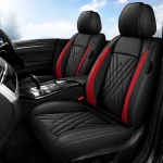 Комплект луксозна кожена тапицерия, Черно с червено за предна и задна седалка Клас А