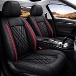 Комплект луксозна кожена тапицерия, Черно с червено за предна и задна седалка Клас А