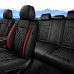 Комплект луксозна кожена тапицерия, Черно с червено за предна и задна седалка Клас А