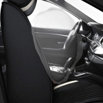 Луксозна автотапицерия кожа с текстил, Черна с бял кант за предна и задна седалка Клас А