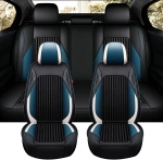 Комплект луксозна тапицерия кожа с текстил, Черна с бял и син акцент за предна и задна седалка Клас А