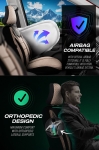Комплект луксозна универсална тапицерия PANDA DRAGON – Еко кожа и текстил, Черно/Бежово, За предни и задни седалки