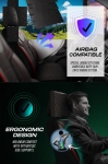 Комплект луксозна универсална тапицерия PANDA DRAGON – Еко кожа и текстил, Черно/Червено, За предни и задни седалки