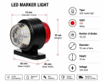 LED габарит маркер тип рогче 12V / 24V, IP67, За Камион, Ремарке, Полуремарке, Каравана и Специализирана Техника
