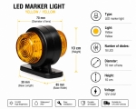 LED Габарит маркер тип рогче 12V - 24V, IP67, Страничен Габарит за Камион, Ремарке, Полуремарке, Каравана и Специализирана Техника